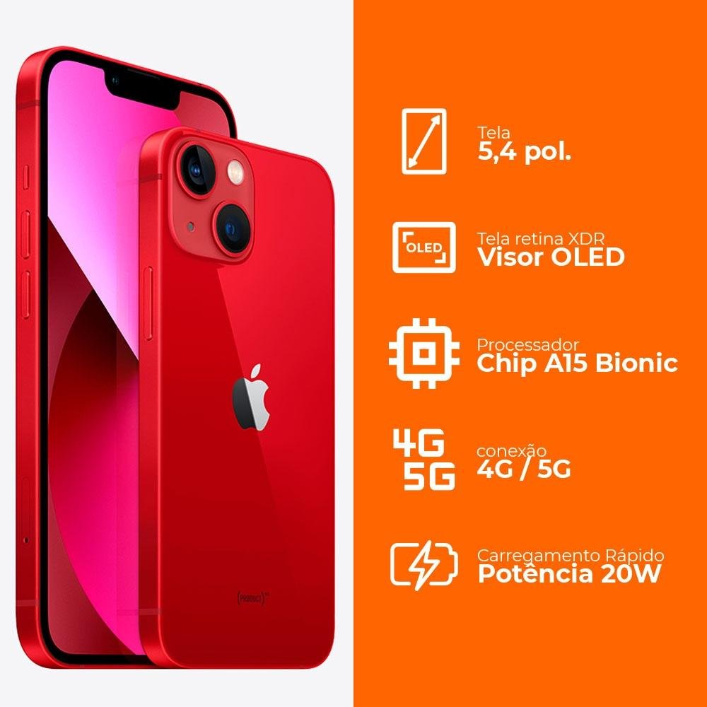 iPhone 13 mini de 256GB, Vermelho e 5G | KaBuM!