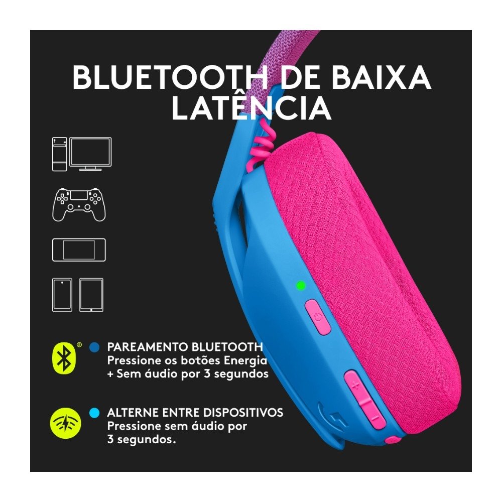 Headset Gamer Sem Fio Logitech G435, Lightspeed e Bluetooth, Dolby Atmos, USB, PC, PS4, PS5, Mobile, Drivers 40mm, Azul - 981-001061 Headset Gamer Sem Fio Logitech G435, Lightspeed e Bluetooth, Dolby Atmos, USB, PC, PS4, PS5, Mobile, Drivers 40mm, Azul - 981-001061