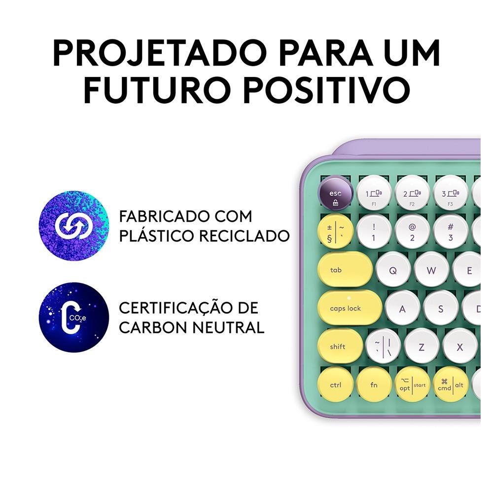 tiyy♡ Teclado Mecânico Sem Fio Logitech POP Keys | KaBuM!