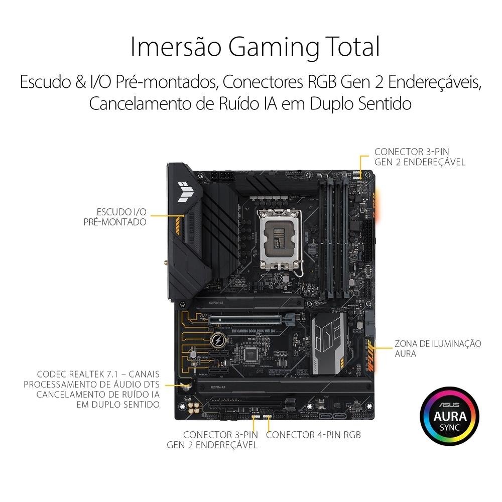 Placa Mãe Asus TUF Gaming B660-PLUS Wi-Fi D4, Intel LGA 1700 B660