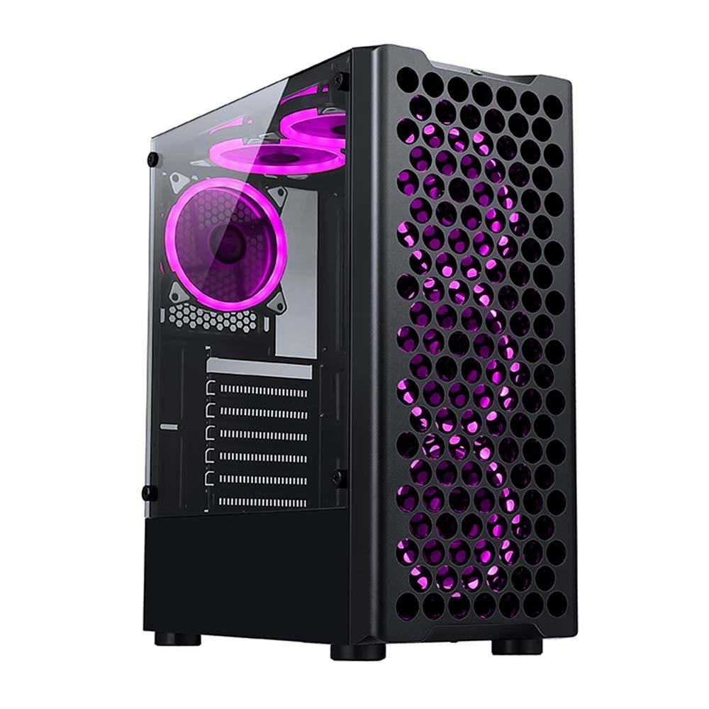 Gabinete Gamer Rise Mode X5 Glass, RGB, Lateral em Vidro Fumê, Preto