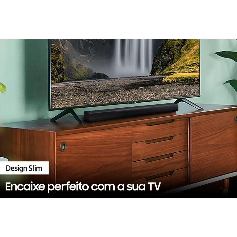 Soundbar Samsung, 2.1 Canais, 300W RMS, Bluetooth, Subwoofer Sem Fio, Preto - HW-A455 Soundbar Samsung, 2.1 Canais, 300W RMS, Bluetooth, Subwoofer Sem Fio, Preto - HW-A455