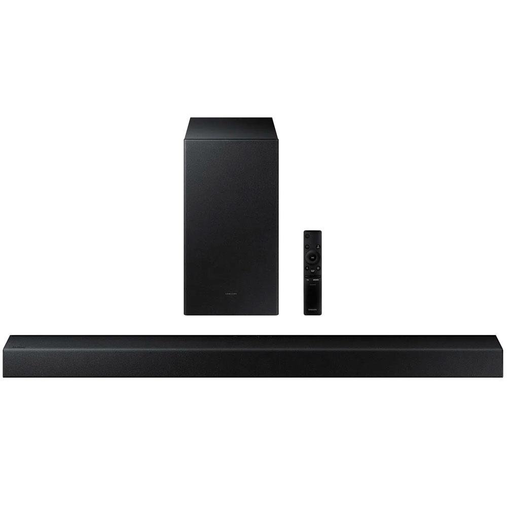 Soundbar Samsung, 2.1 Canais, 300W RMS, Bluetooth, Subwoofer Sem Fio, Preto - HW-A455 Soundbar Samsung, 2.1 Canais, 300W RMS, Bluetooth, Subwoofer Sem Fio, Preto - HW-A455