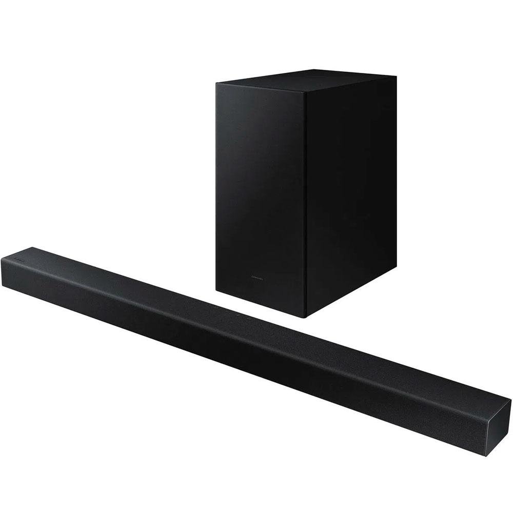 Soundbar Samsung, 2.1 Canais, 300W RMS, Bluetooth, Subwoofer Sem Fio, Preto - HW-A455 Soundbar Samsung, 2.1 Canais, 300W RMS, Bluetooth, Subwoofer Sem Fio, Preto - HW-A455