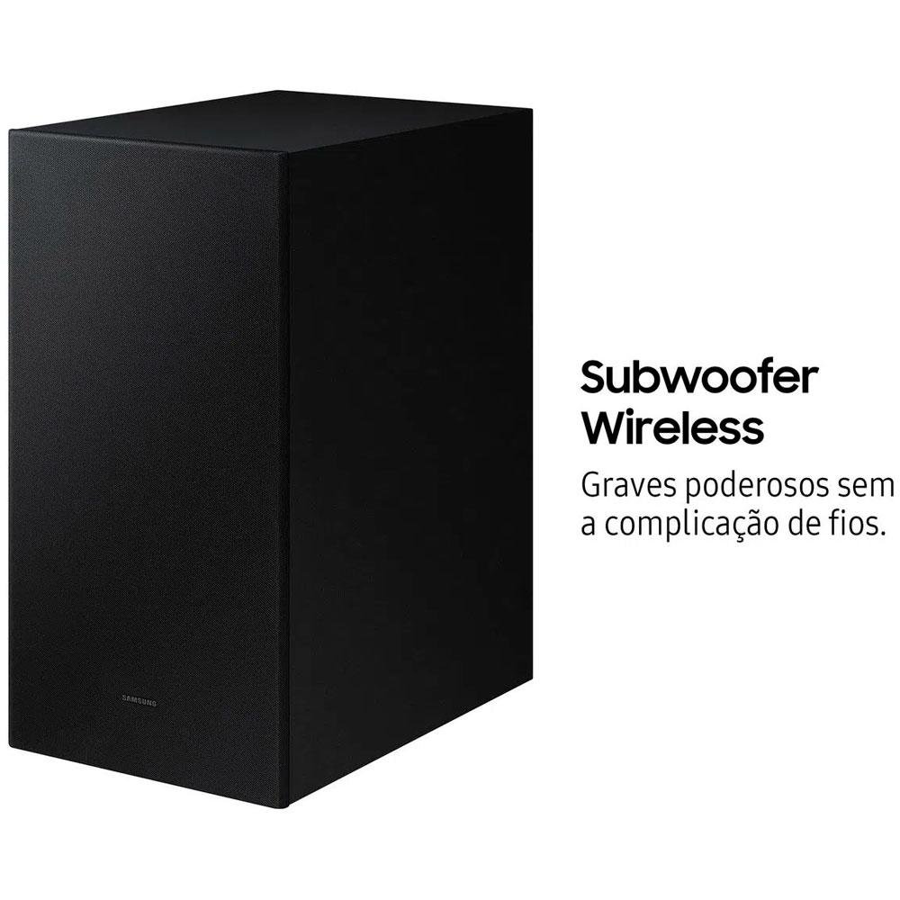 Soundbar Samsung, 2.1 Canais, 300W RMS, Bluetooth, Subwoofer Sem Fio, Preto - HW-A455 Soundbar Samsung, 2.1 Canais, 300W RMS, Bluetooth, Subwoofer Sem Fio, Preto - HW-A455