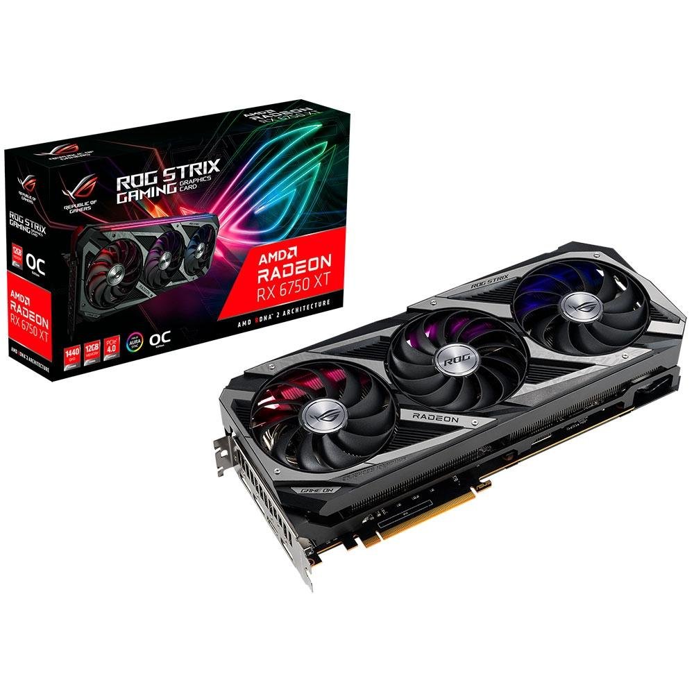 ASUS Radeon RX6750XT 中古美品 Placa de Vídeo Asus ROG STRIX RX6750XT O12G|KaBuM!