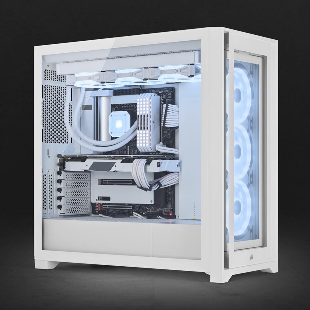Gabinete Gamer Corsair 5000X QL Edition, Mid Tower, LED RGB, ATX, Lateral em Vidro Temperado, Branco - CC-9011233-WW Gabinete Gamer Corsair 5000X QL Edition, Mid Tower, LED RGB, ATX, Lateral em Vidro Temperado, Branco - CC-9011233-WW