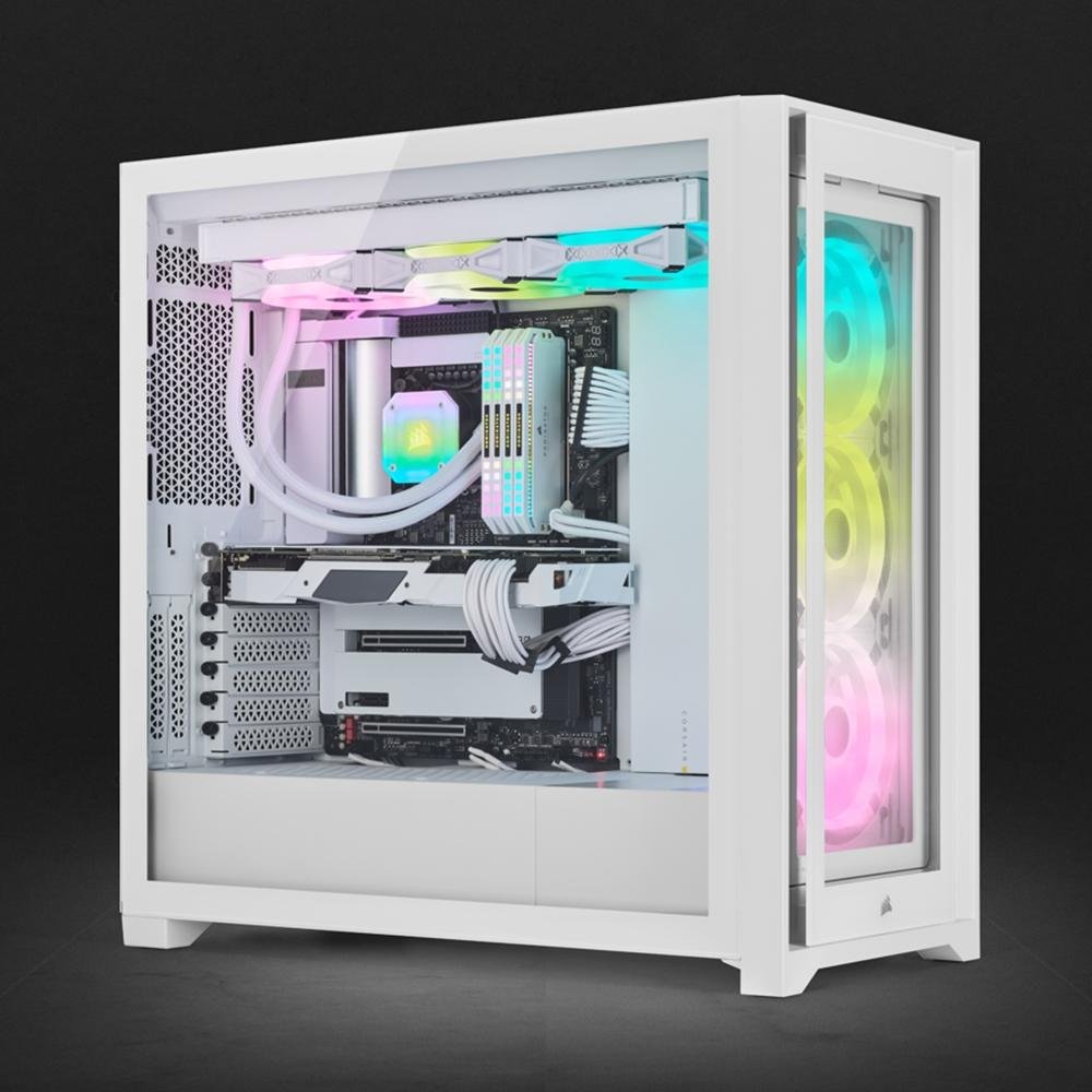 Gabinete Gamer Corsair 5000X QL Edition, Mid Tower, LED RGB, ATX, Lateral em Vidro Temperado, Branco - CC-9011233-WW Gabinete Gamer Corsair 5000X QL Edition, Mid Tower, LED RGB, ATX, Lateral em Vidro Temperado, Branco - CC-9011233-WW