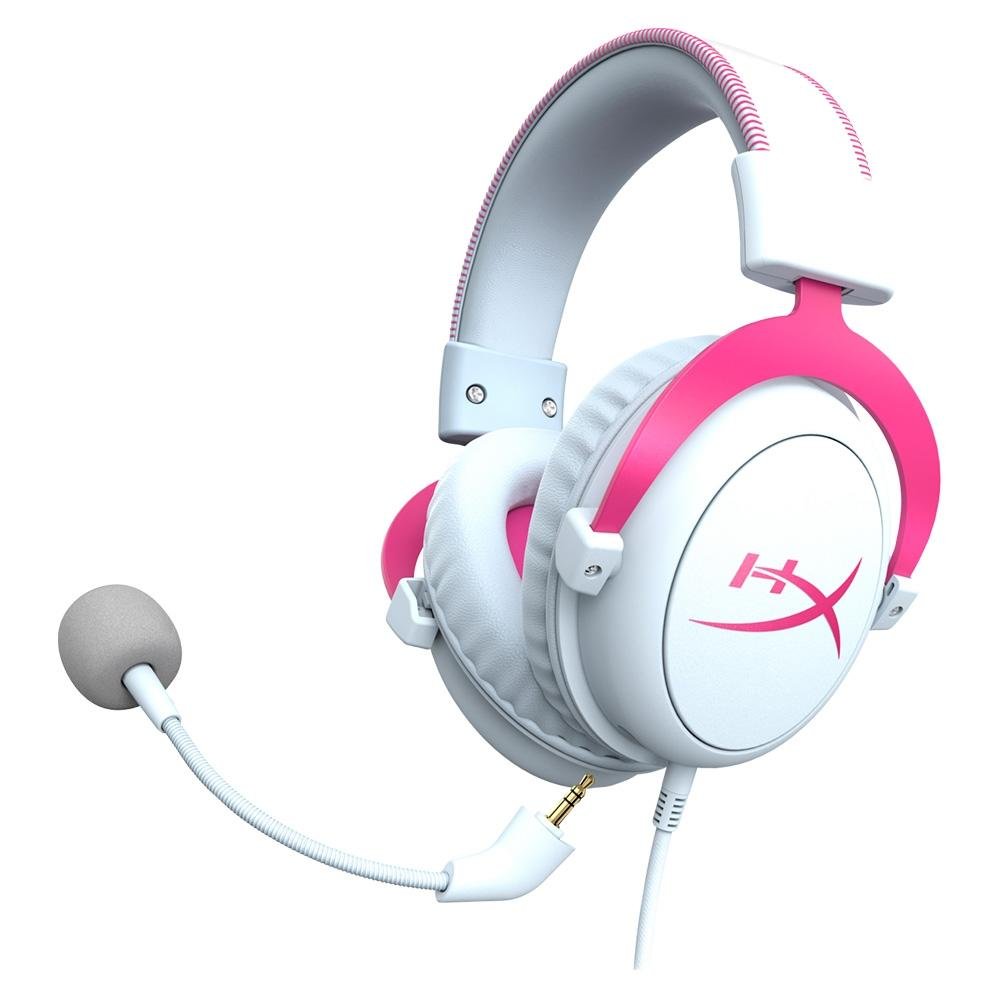 Headset Gamer HyperX Cloud II, Som Surround 7.1, Drivers 53mm, USB e P3, White / Pink - 4P5E0AA Headset Gamer HyperX Cloud II, Som Surround 7.1, Drivers 53mm, USB e P3, White / Pink - 4P5E0AA