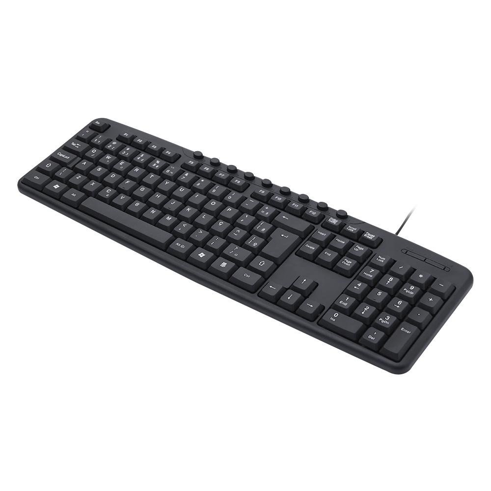 Teclado C3Tech Multimídia, com Fio, ABNT2, USB, Preto - KB-M40BK