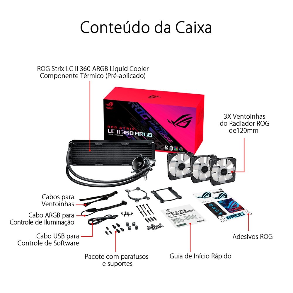 Water Cooler Asus ROG Strix LC II 360 ARGB, 360mm, AMD e Intel