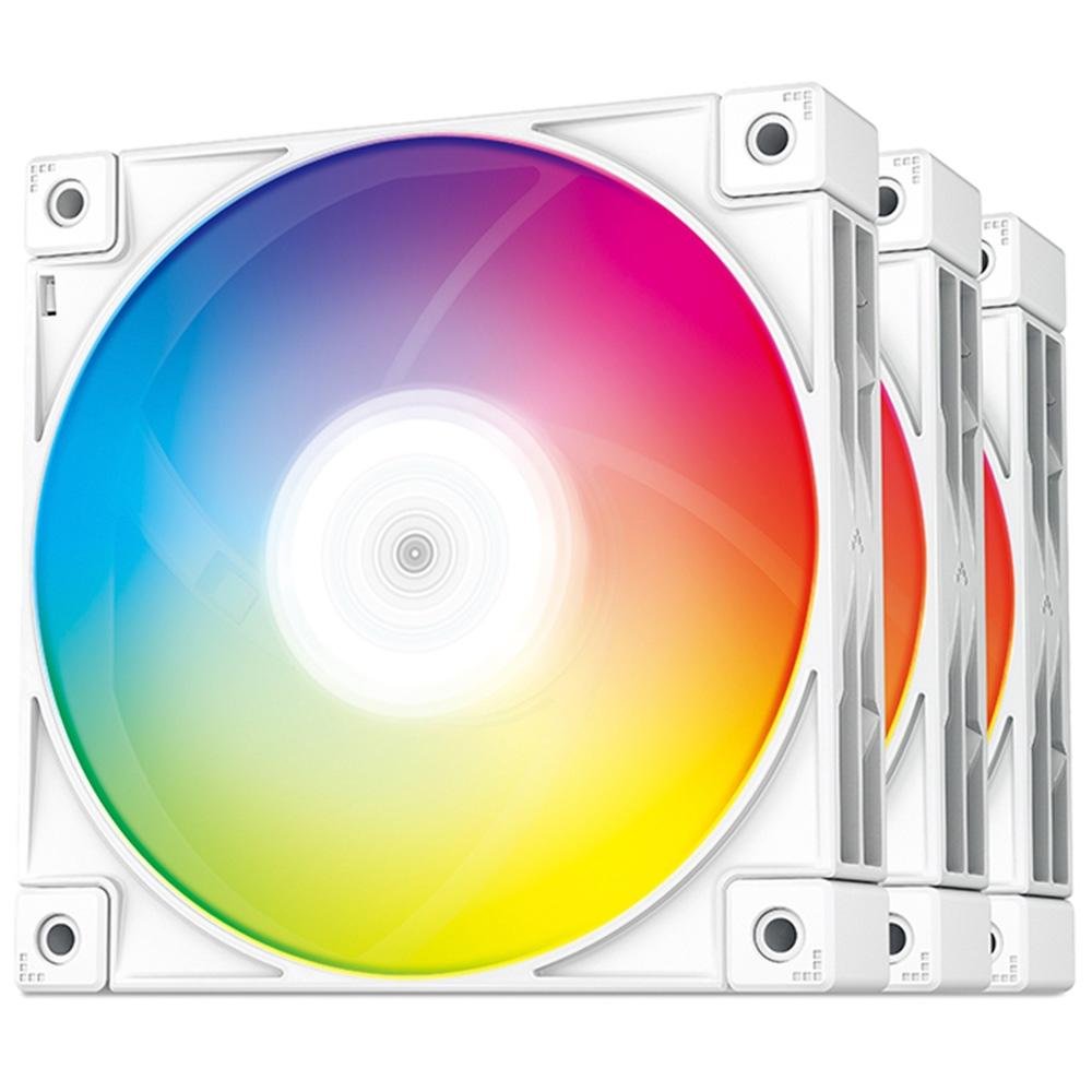 Kit Cooler FAN Gamer com 3 Fans Deepcool FC120, 120mm, RGB, LED, Branco - R-FC120-WHAMN3-G-1