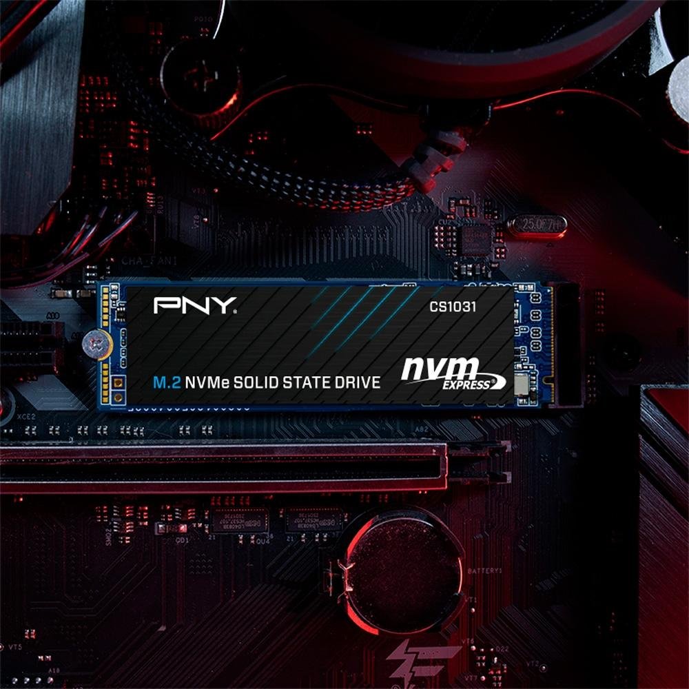 SSD PNY CS1031, 500GB, M.2 2280 PCIe Gen3x4, NVMe 1.4, Leitura: 2200 MB/s e Gravação: 1200 MB/s, Preto - M280CS1031-500-CL