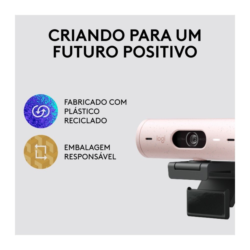 Webcam Logitech Brio 500 Rosa Full HD | KaBuM!