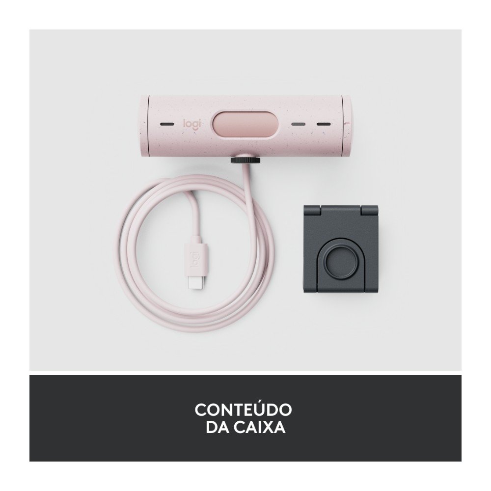 Webcam Logitech Brio 500 Rosa Full HD | KaBuM!