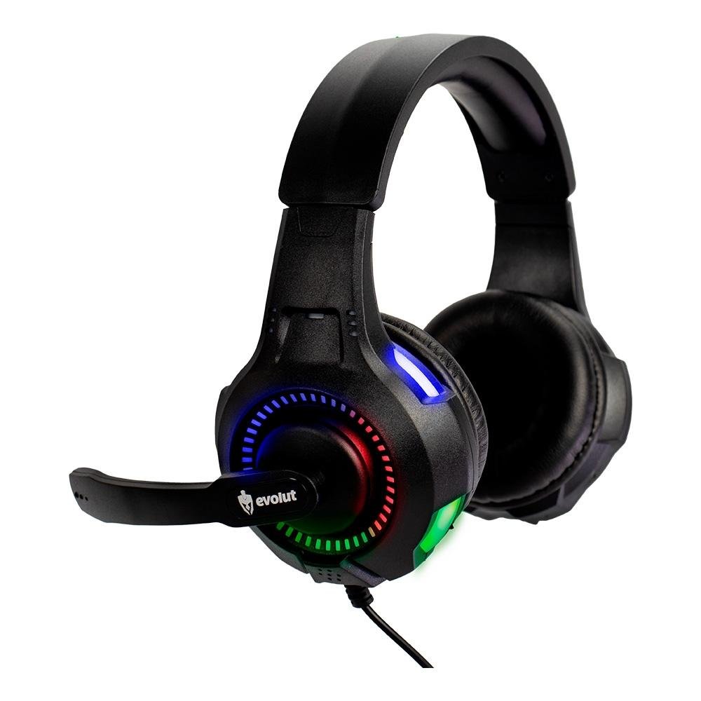 Headset Gamer Evolut EG307 Rival, LED, Drivers 40mm, USB, P3, Preto - EG-307