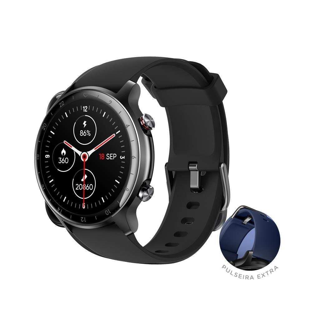 Kit SmartWatch Husky Sports 700, Preto, Pulseira Extra Azul Marinho, Com GPS + Fone de Ouvido Sem Fio Husky Technologies 700, Bluetooth Kit SmartWatch Husky Sports 700, Preto, Pulseira Extra Azul Marinho, Com GPS + Fone de Ouvido Sem Fio Husky Technologies 700, Bluetooth