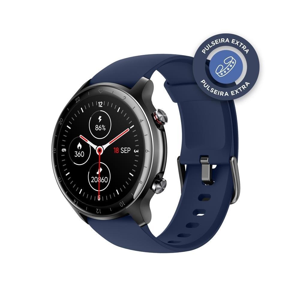 Kit SmartWatch Husky Sports 700, Preto, Pulseira Extra Azul Marinho, Com GPS + Fone de Ouvido Sem Fio Husky Technologies 700, Bluetooth Kit SmartWatch Husky Sports 700, Preto, Pulseira Extra Azul Marinho, Com GPS + Fone de Ouvido Sem Fio Husky Technologies 700, Bluetooth