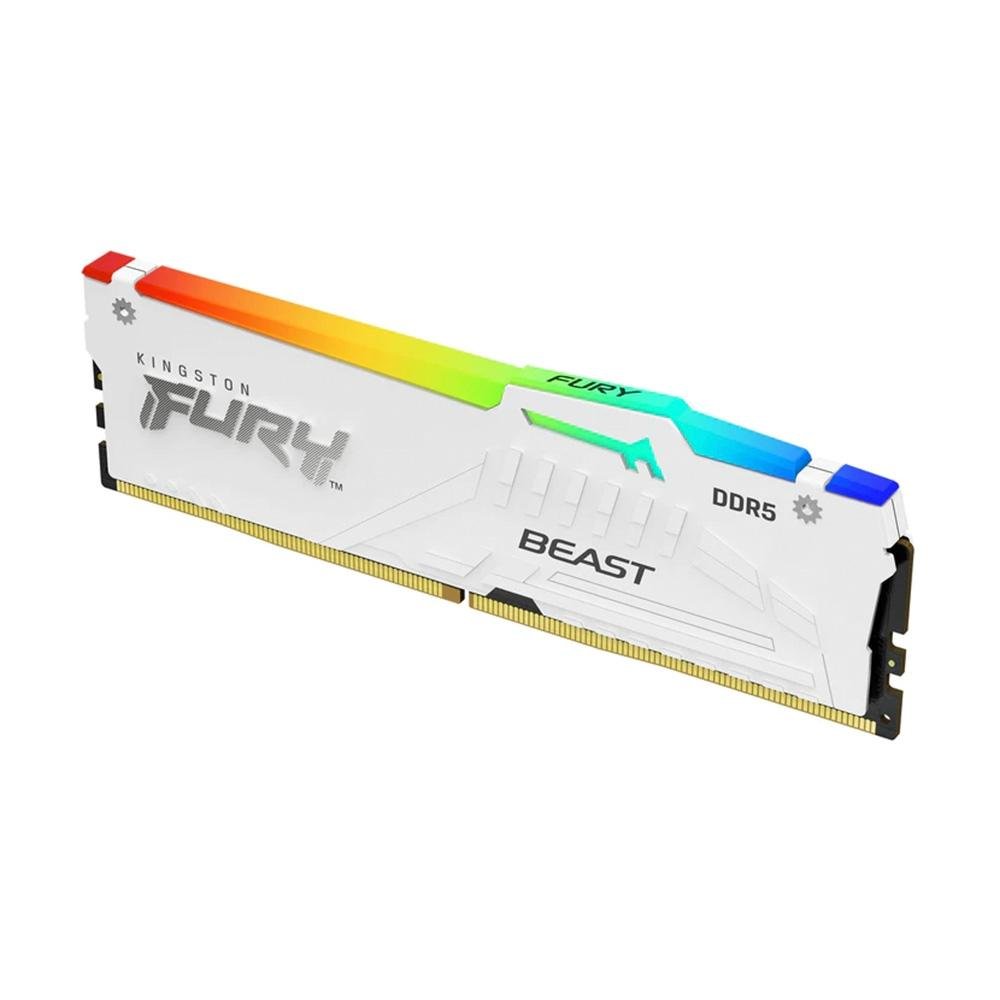 Memória RAM Kingston Fury Beast, RGB, 32GB, 5200MHz, DDR5, CL36, Branco - KF552C36BWEA-32