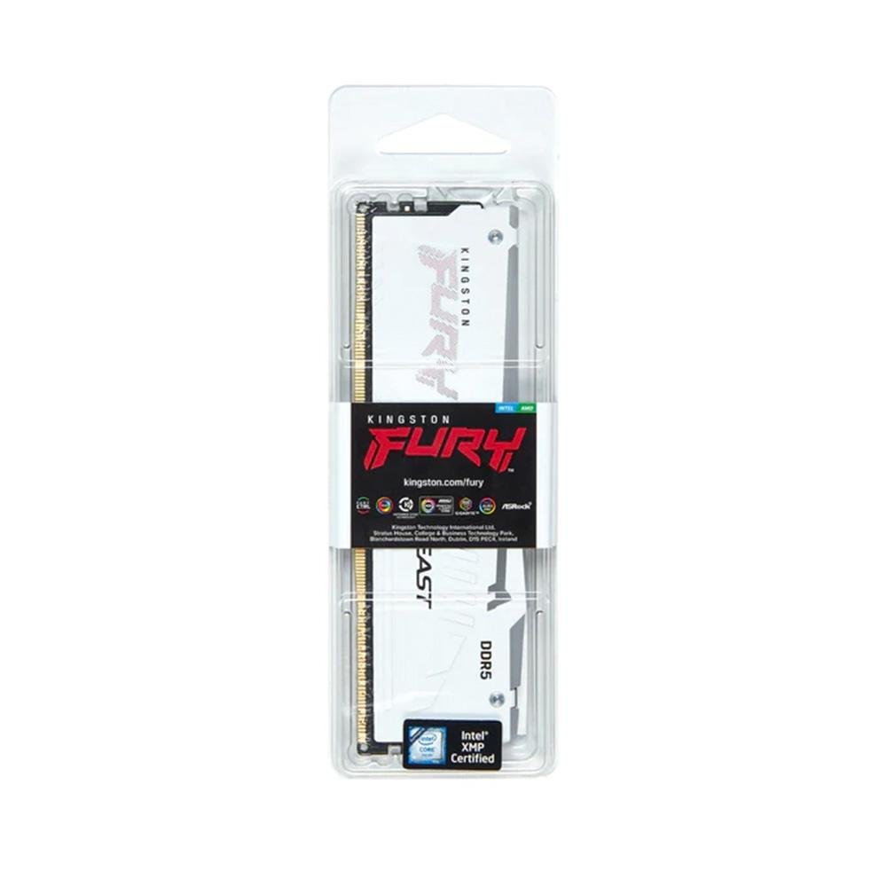 Memória RAM Kingston Fury Beast, RGB, 32GB, 5200MHz, DDR5, CL36, Branco - KF552C36BWEA-32