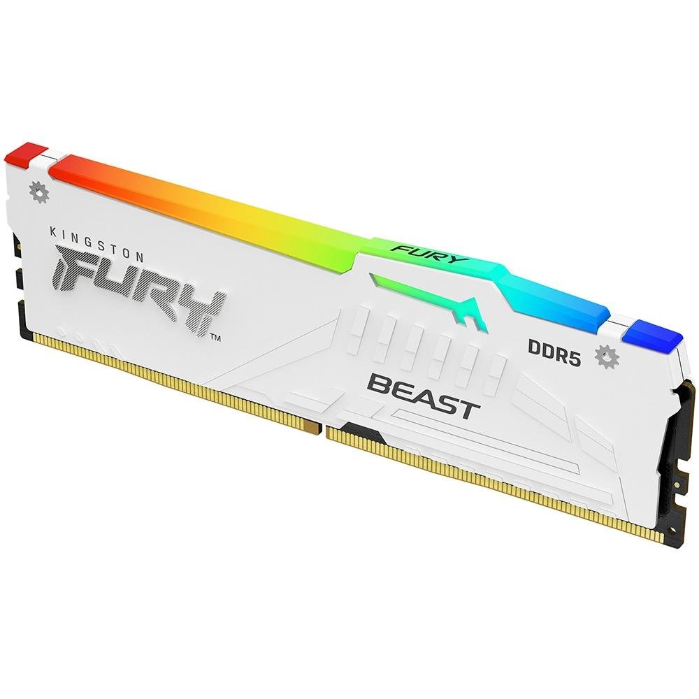 Memória RAM Kingston Fury Beast, RGB, 32GB, 6000MHz, DDR5, CL40,para Intel XMP, Branco - KF560C40BWA-32