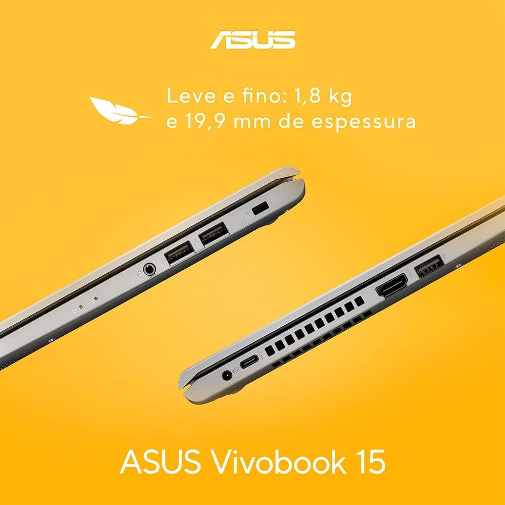 Notebook ASUS Vivobook 15 Intel Core i3-1115G4, 4GB RAM, SSD 256GB, 15.6" Full HD, Endless OS, Prata Metálico - X1500EA-EJ3665