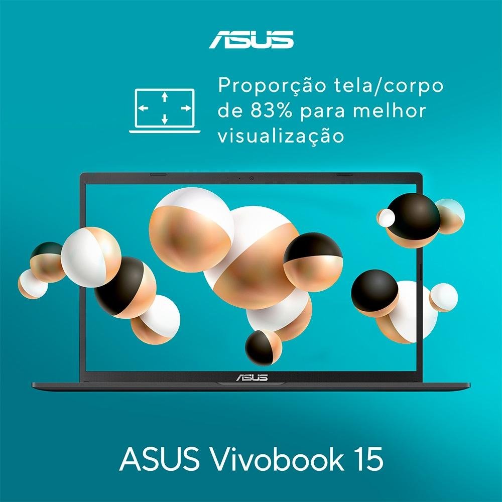 Notebook ASUS Vivobook 15 Intel Core i3-1115G4, 4GB RAM, SSD 256GB, 15.6" Full HD, Endless OS, Prata Metálico - X1500EA-EJ3665
