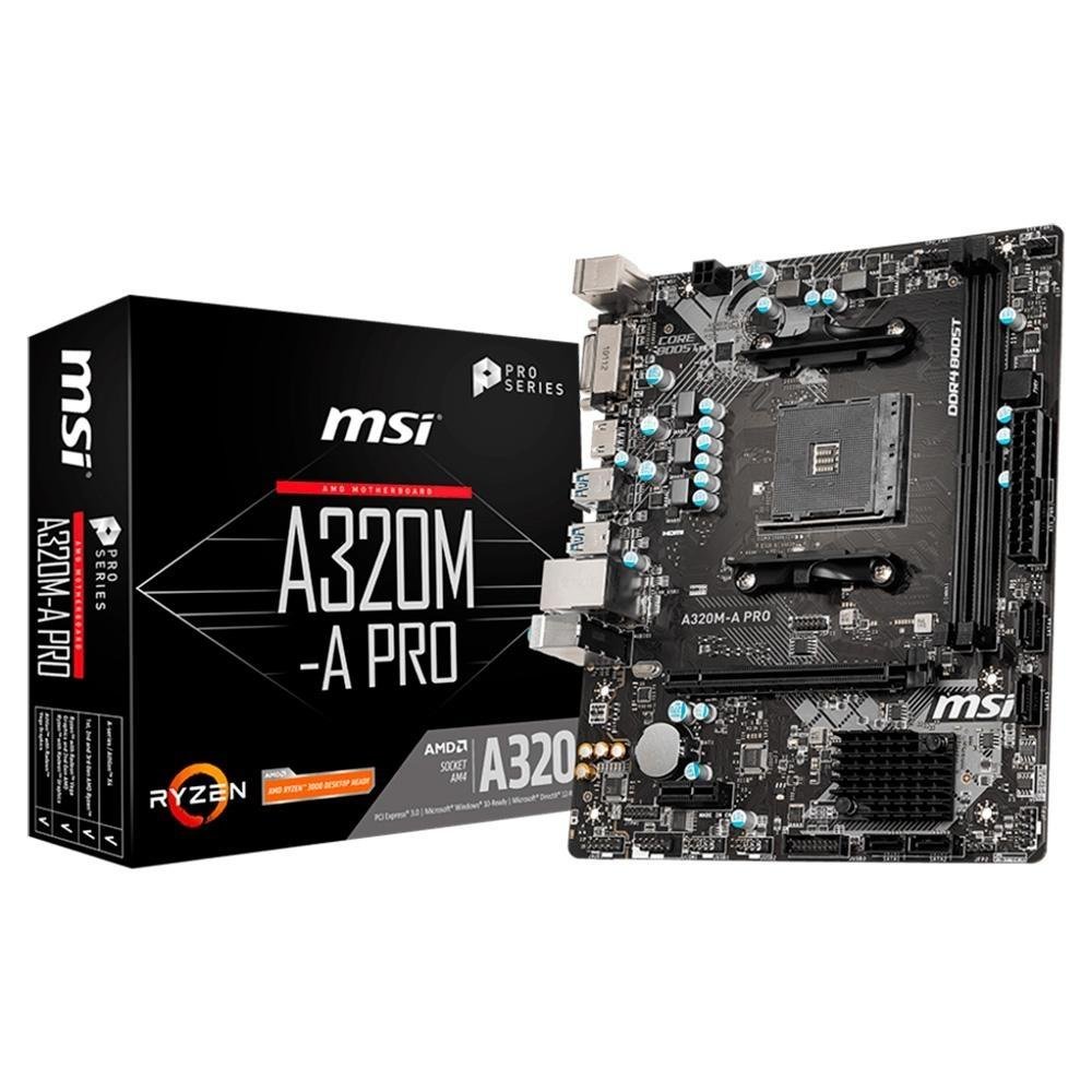Processador AMD Ryzen 5 5600X + Placa Mãe MSI A320M-A Pro, AMD AM4
