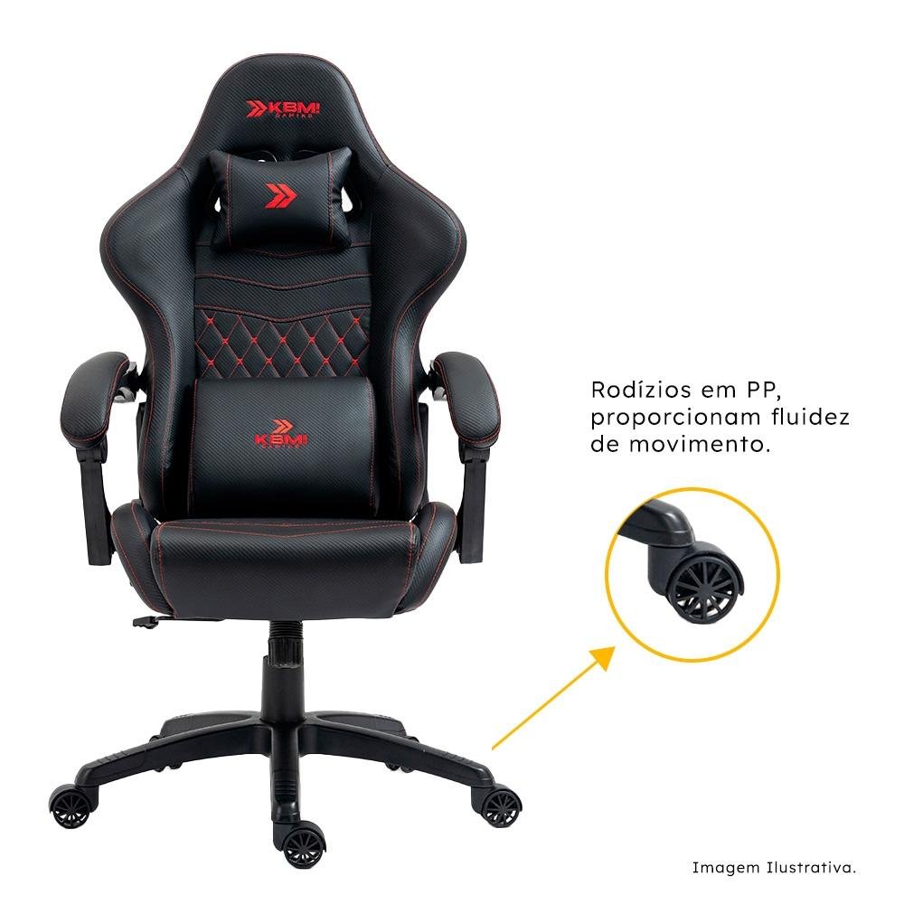 Cadeira Gamer KBM! GAMING Tempest CG600, Preta e Vermelho, Com Almofadas, Descanso Para Pernas Retrátil, Reclinável - KGCG600PTVM