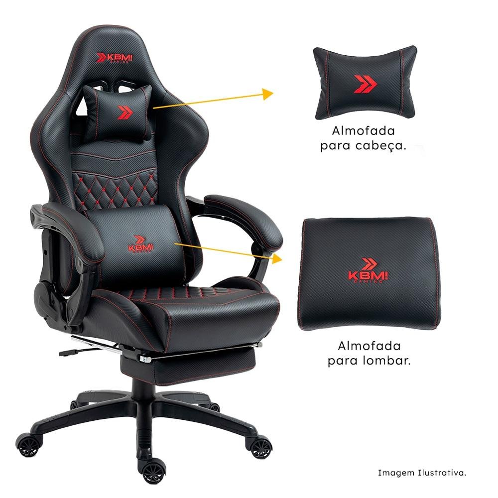 Cadeira Gamer KBM! GAMING Tempest CG600, Preta e Vermelho, Com Almofadas, Descanso Para Pernas Retrátil, Reclinável - KGCG600PTVM