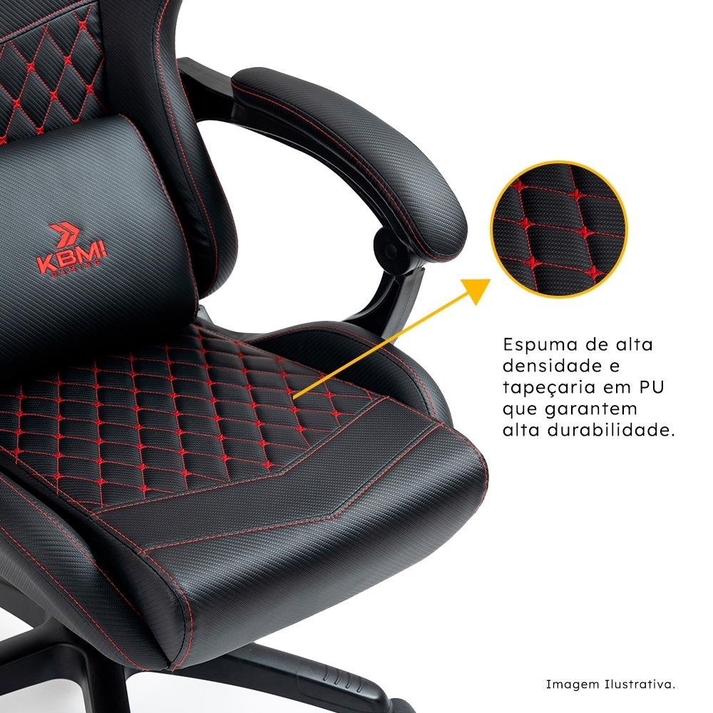 Cadeira Gamer KBM! GAMING Tempest CG600, Preta e Vermelho, Com Almofadas, Descanso Para Pernas Retrátil, Reclinável - KGCG600PTVM