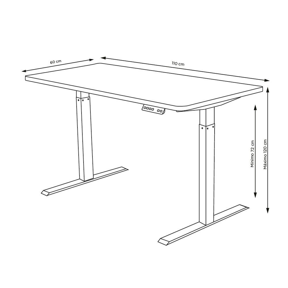 Mesa Office KABUM! TECH DT900, Preta com Regulagem de Altura Automática, Memorização 4 Usuários, Anti Esmagamento - KTDT900PT