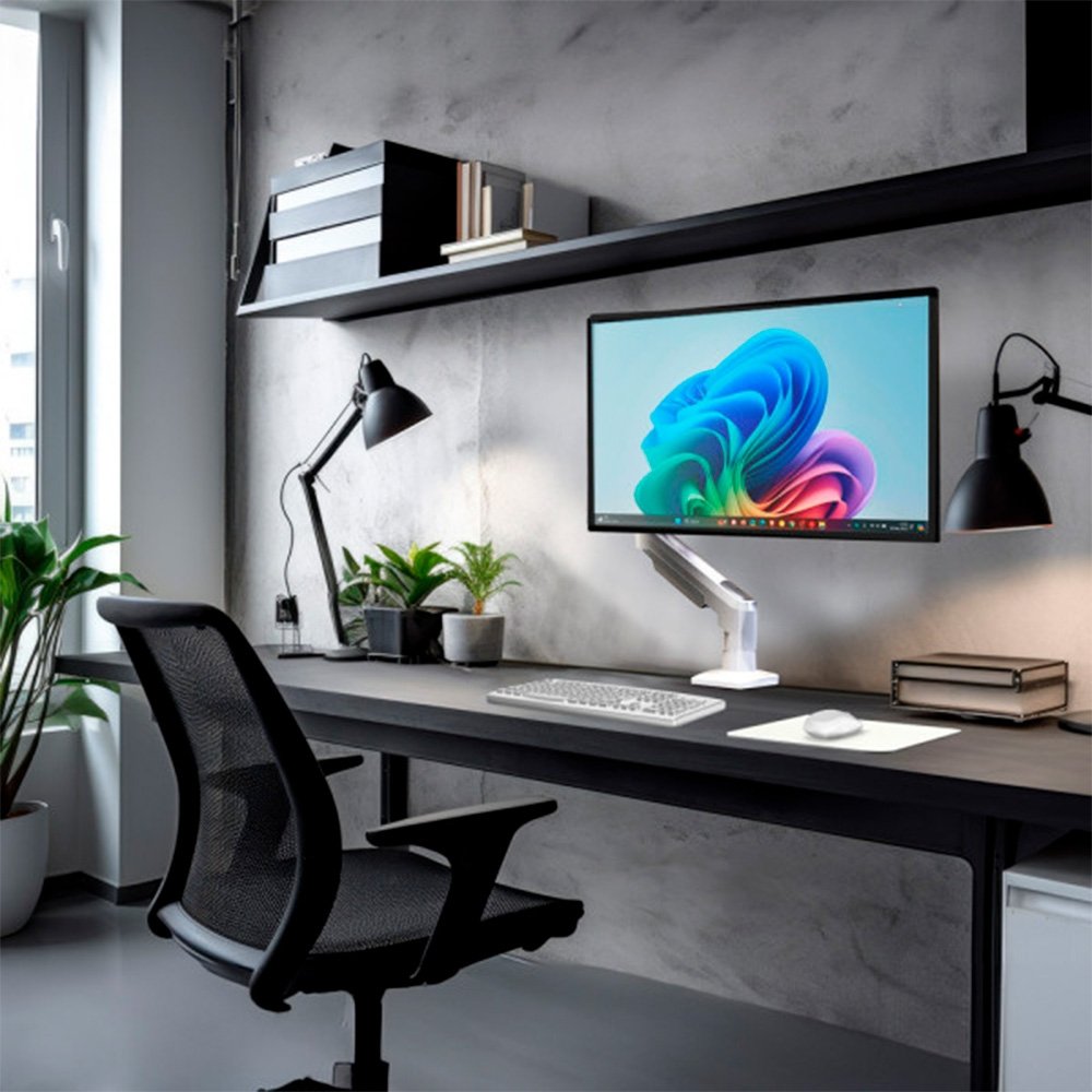 Suporte de Mesa Articulado para Monitor de 17" a 35" ELG, com Pistão a Gás, Branco - F80W
