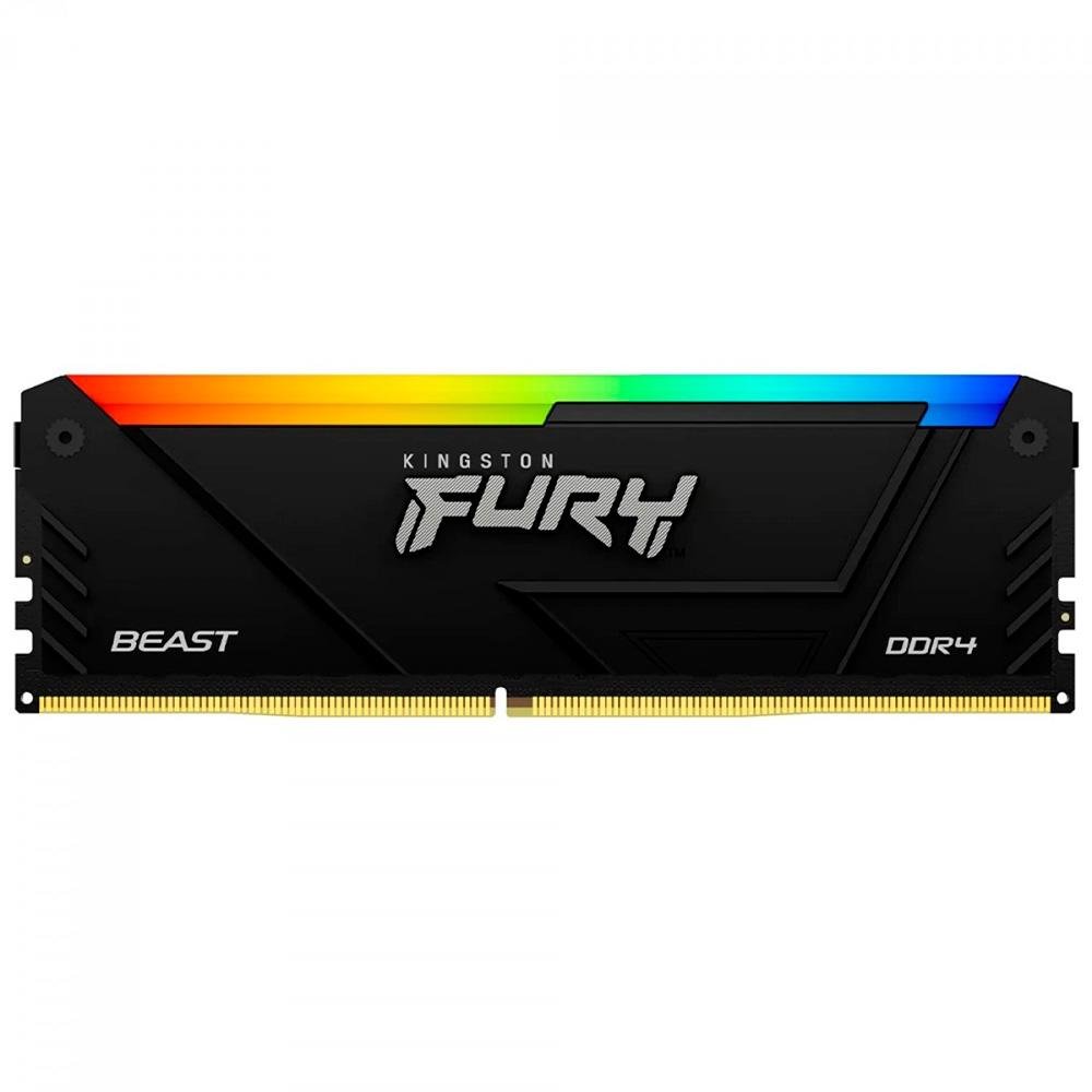 Memória RAM Kingston Fury Beast, RGB, 16GB (2x8GB), 3600MHz, DDR4, CL17, Preto - KF436C17BB2AK2/16 Memória RAM Kingston Fury Beast, RGB, 16GB (2x8GB), 3600MHz, DDR4, CL17, Preto - KF436C17BB2AK2/16