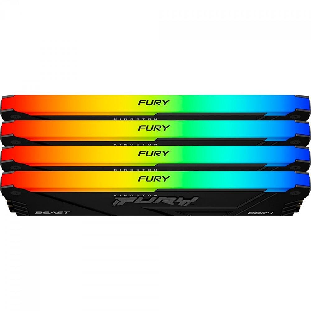 Memória RAM Kingston Fury Beast, RGB, 16GB (2x8GB), 3600MHz, DDR4, CL17, Preto - KF436C17BB2AK2/16 Memória RAM Kingston Fury Beast, RGB, 16GB (2x8GB), 3600MHz, DDR4, CL17, Preto - KF436C17BB2AK2/16