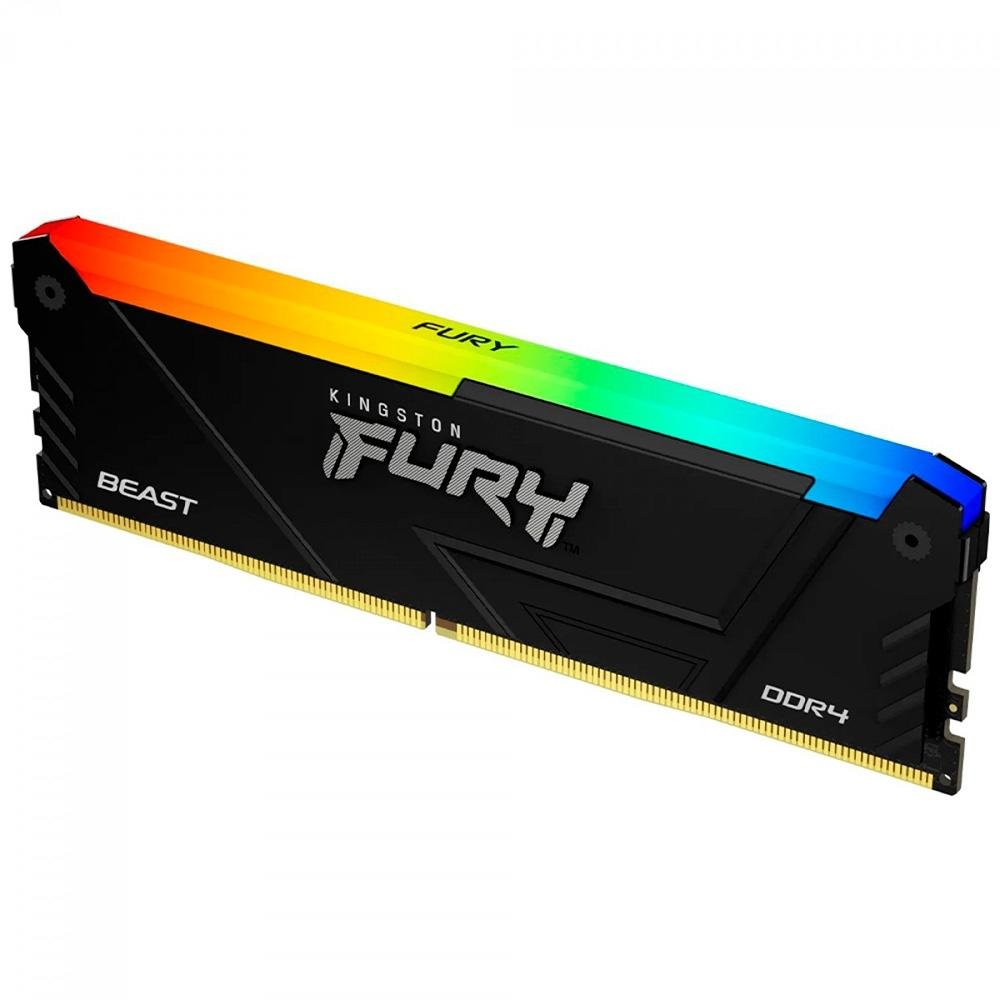 Memória RAM Kingston Fury Beast, RGB, 16GB (2x8GB), 3600MHz, DDR4, CL17, Preto - KF436C17BB2AK2/16 Memória RAM Kingston Fury Beast, RGB, 16GB (2x8GB), 3600MHz, DDR4, CL17, Preto - KF436C17BB2AK2/16