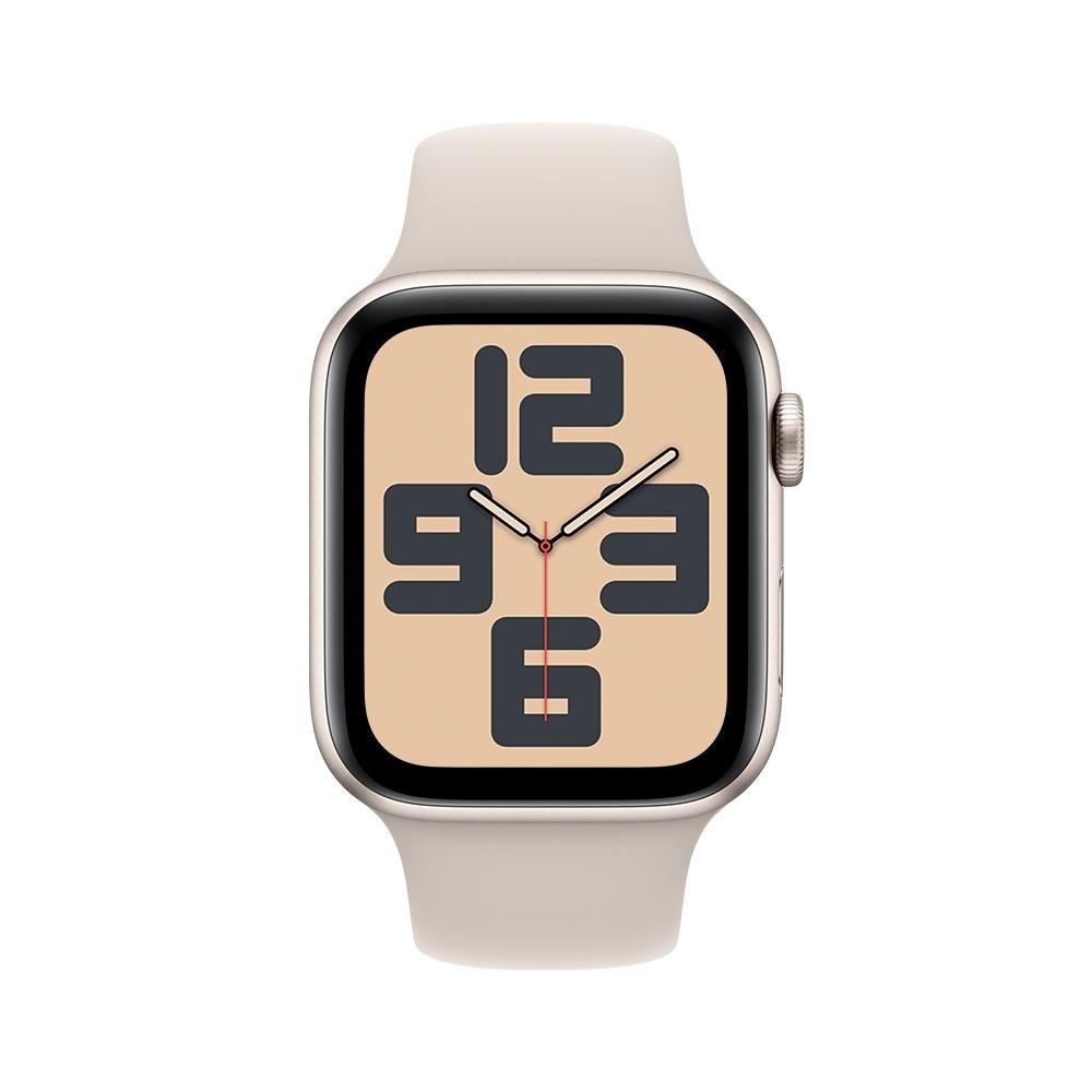 Apple Watch SE GPS + Cellular, Caixa Estelar de Alumínio de 44mm, Pulseira Esportiva Estelar, Tamanho M/G, Neutro em Carbono - MRGX3BZ/A