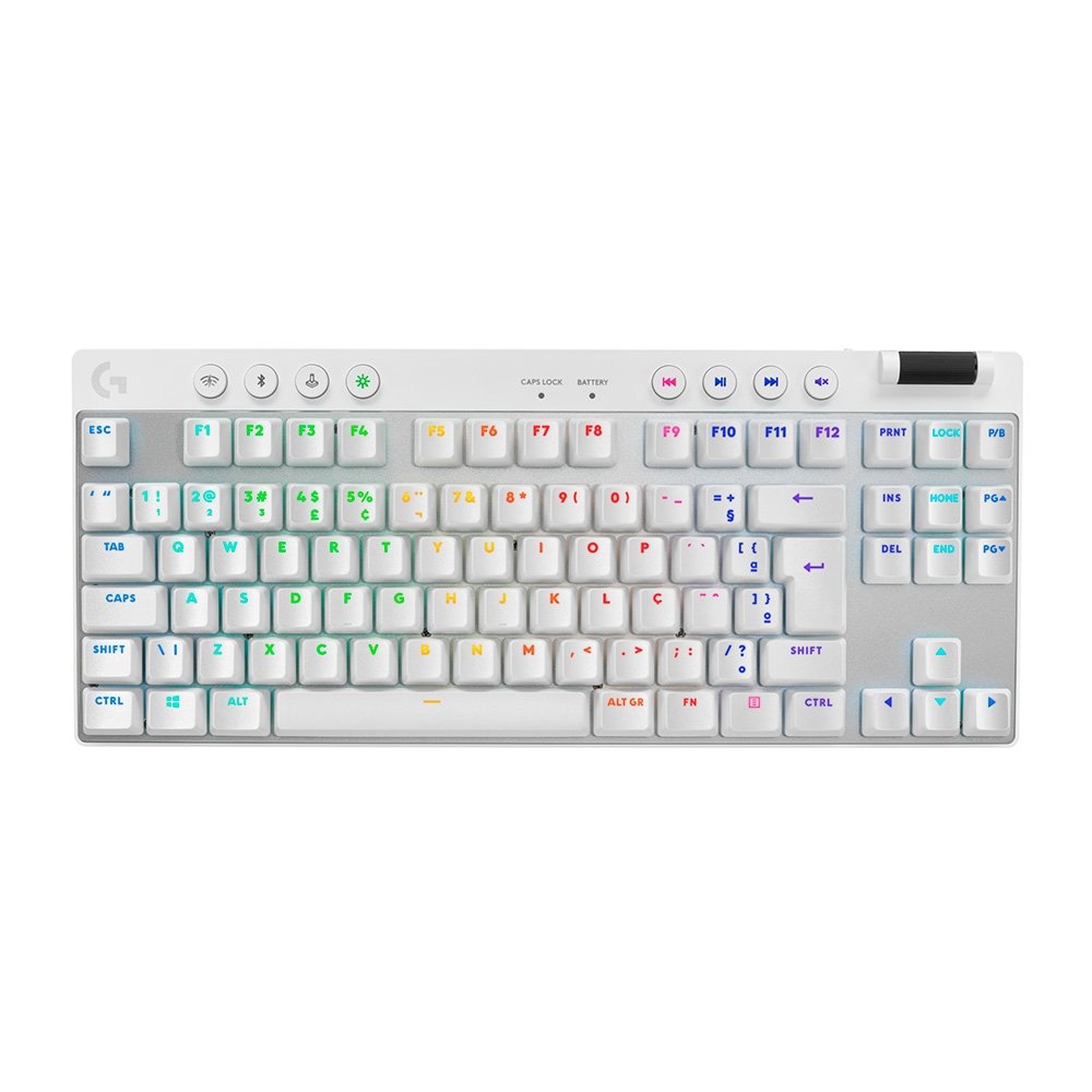 Teclado Gamer Sem Fio Logitech G Pro X com design TKL, Layout US, RGB LIGHTSYNC e Switch Exclusivo GX Brown Tactile, Branco - 920-012143