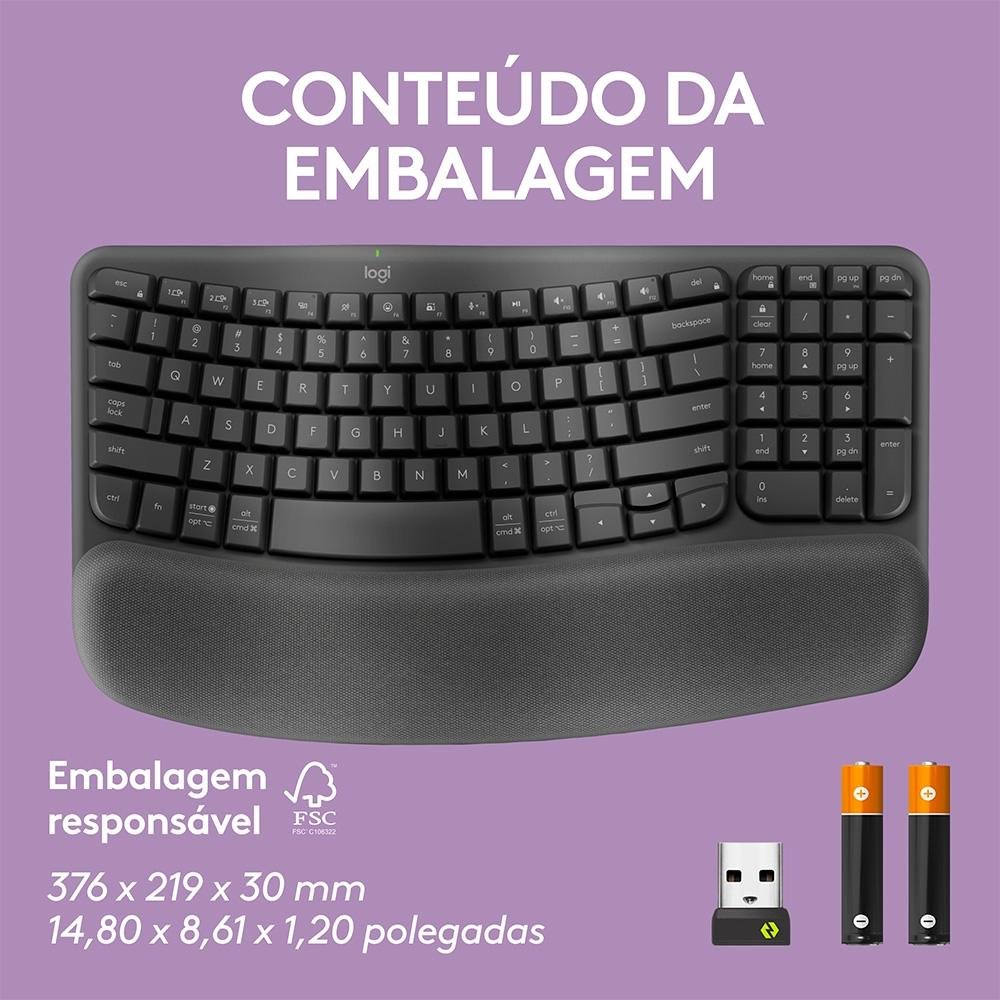 Logitech WAVE KEYS US配列 Teclado Sem Fio Logitech Wave Keys | KaBuM!