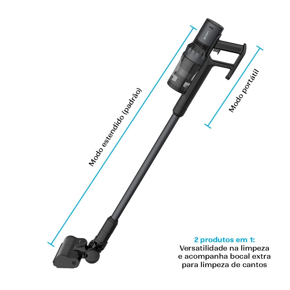 Aspirador de Pó Vertical Sem Fio KABUM! smart Lite, 2 em 1, 500W, Bivolt, 500ml, Preto - KSAV200PT Aspirador de Pó Vertical Sem Fio KABUM! smart Lite, 2 em 1, 500W, Bivolt, 500ml, Preto - KSAV200PT
