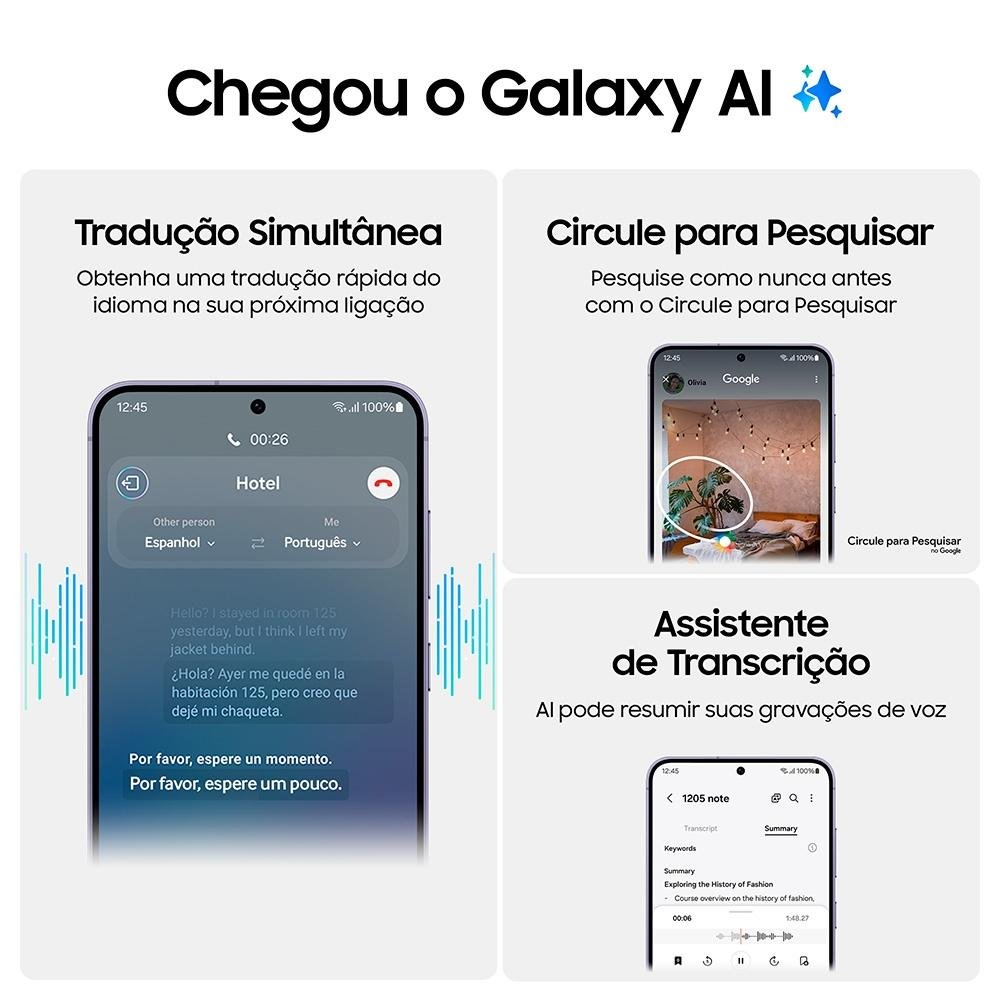 Smartphone Samsung Galaxy S24+, Galaxy AI, Câmera Tripla 50MP, Tela de 6.7" 1-120Hz, 512GB, 12GB de RAM, eSIM, Cinza - SM-S926BZASZTO Smartphone Samsung Galaxy S24+, Galaxy AI, Câmera Tripla 50MP, Tela de 6.7" 1-120Hz, 512GB, 12GB de RAM, eSIM, Cinza - SM-S926BZASZTO