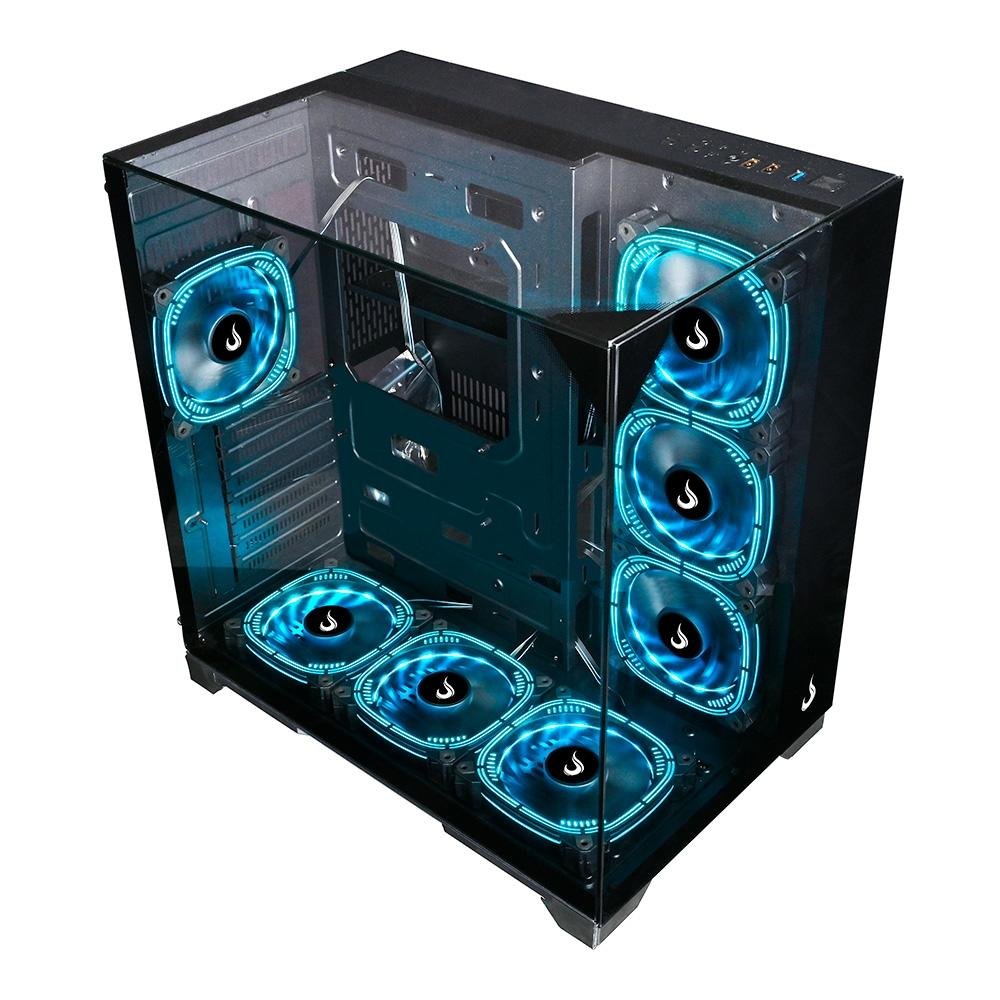 Gabinete Gamer Rise Mode Galaxy Full Glass, Mid Tower, ATX, Lateral e Frente em Vidro Temperado, Sem FANs, Preto - RM-CA-FG-B Gabinete Gamer Rise Mode Galaxy Full Glass, Mid Tower, ATX, Lateral e Frente em Vidro Temperado, Sem FANs, Preto - RM-CA-FG-B