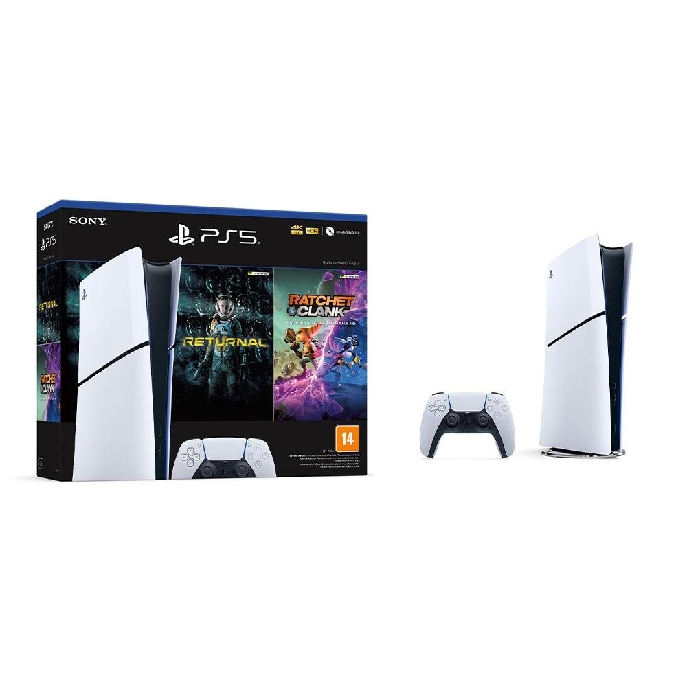 Console PlayStation 5 Slim Sony, SSD 1TB, Edição Digital, Com Controle Sem Fio DualSense, Branco + 2 Jogos Digitais - 1000038914