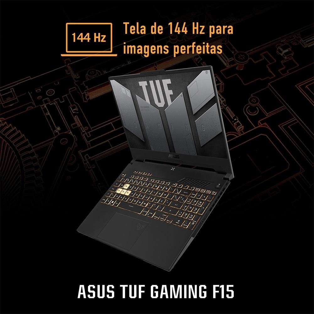 Notebook Gamer ASUS TUF Gaming F15 Intel Core i5 12500H, 16GB RAM, SSD 512GB, 15.6" FHD, RTX 3050, KeepOS, Mecha Gray - FX507ZC4-HN232