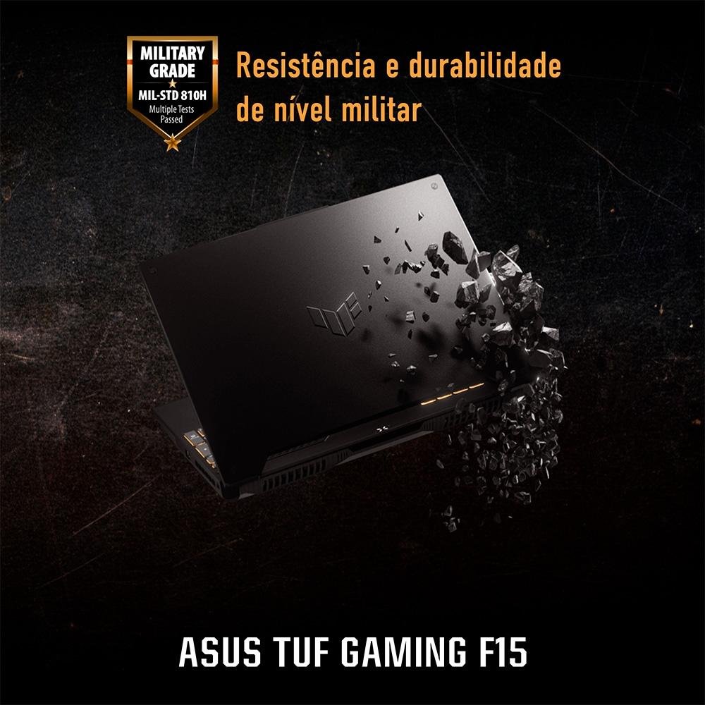 Notebook Gamer ASUS TUF Gaming F15 Intel Core i5 12500H, 16GB RAM, SSD 512GB, 15.6" FHD, RTX 3050, KeepOS, Mecha Gray - FX507ZC4-HN232