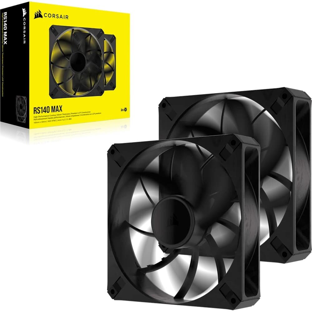 Kit com 2 Ventoinhas Corsair RS140 MAX, 140mm, Preto - CO-9050175-WW