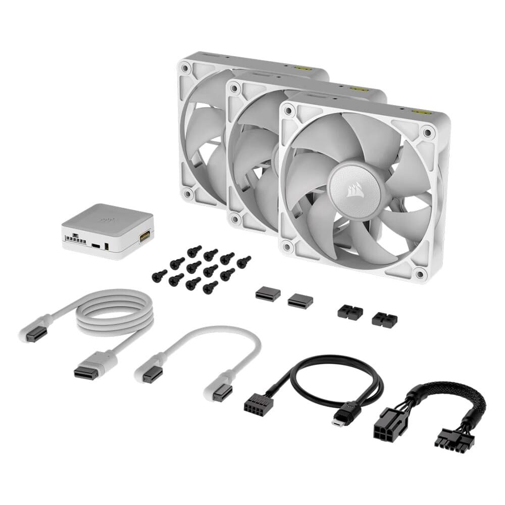 PC用ファン・クーラー iCUE LINK RX120 RGB white STARSTARTERKIT Kit 3 Ventoinhas CORSAIR iCUE LINK RX120 | KaBuM!