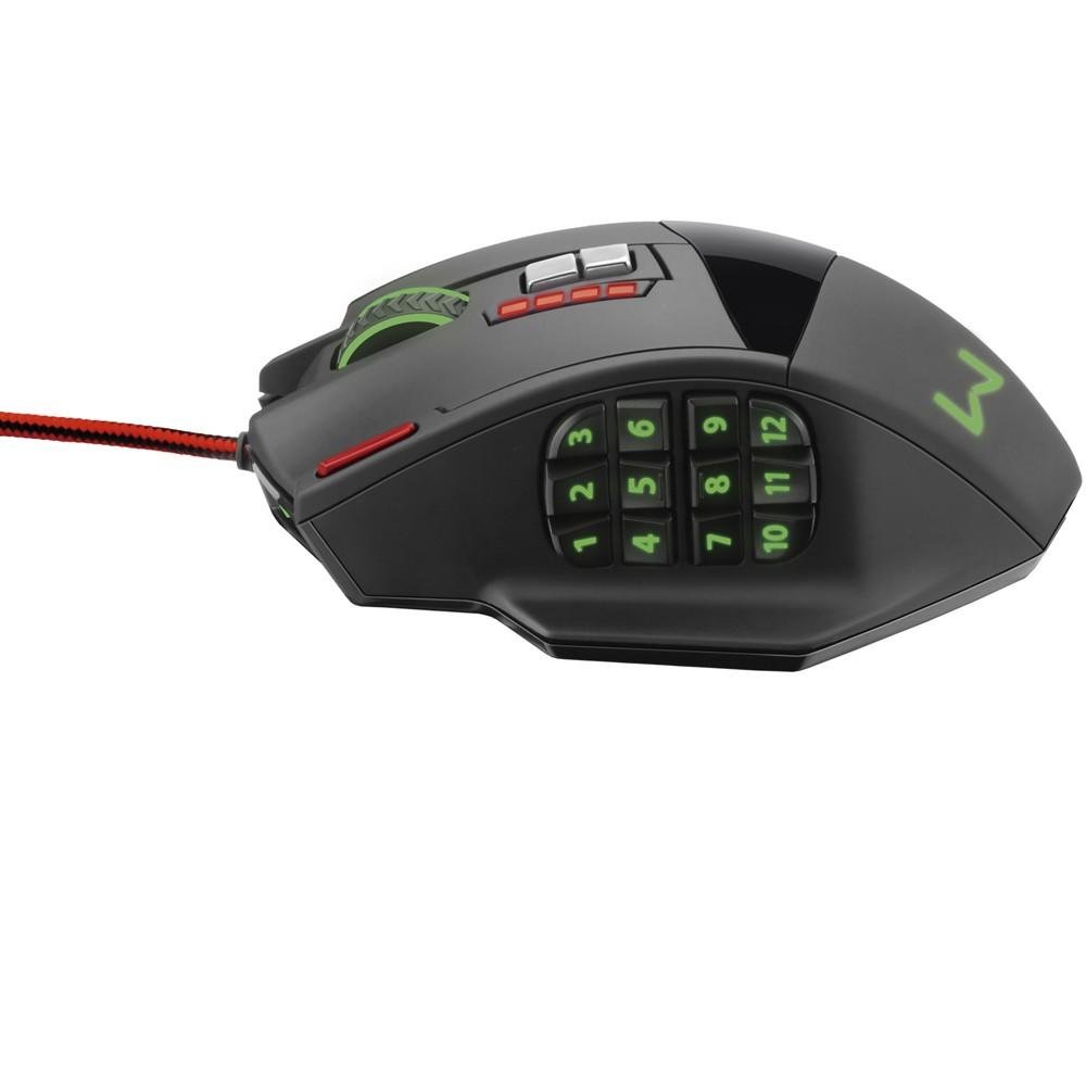 Mouse Gamer Warrior 4000DPI 18 botões Preto com LED - MO206