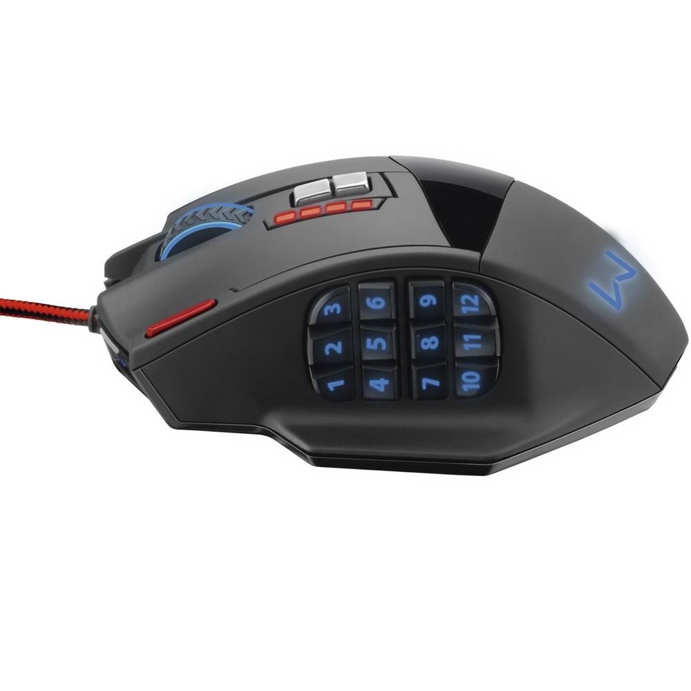 Mouse Gamer Warrior 4000DPI 18 botões Preto com LED - MO206