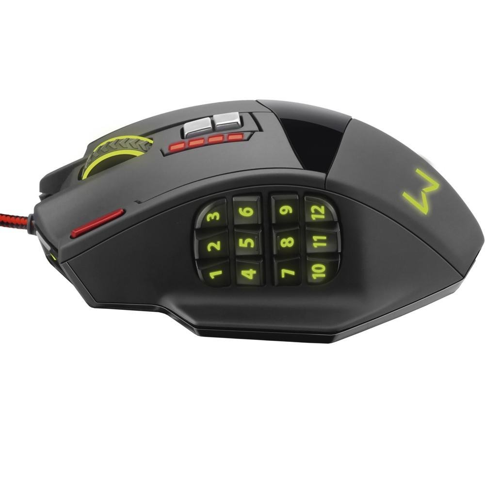 Mouse Gamer Warrior 4000DPI 18 botões Preto com LED - MO206
